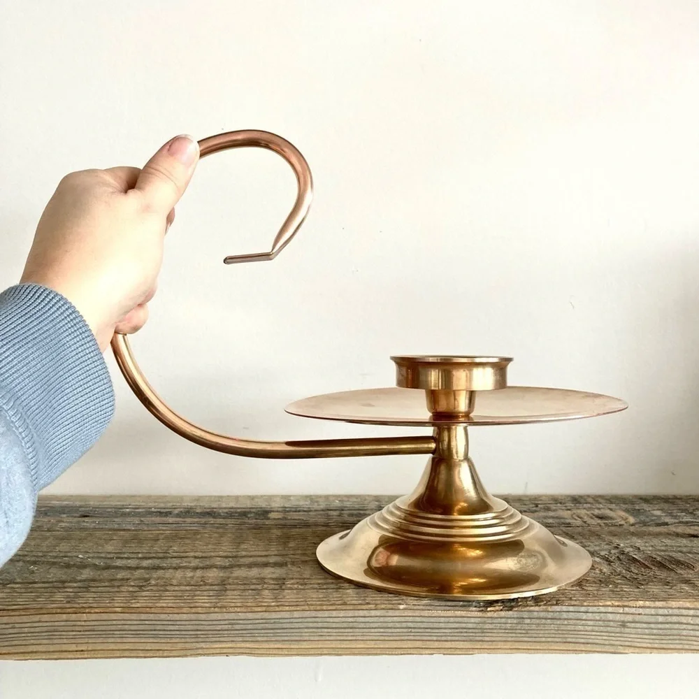 Brass large chamber candlestick Victorian Colonial